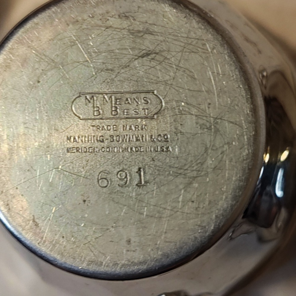 VTG MB Means Best Creamer & Lidded Sugar Bowl MCM 691 Manning Bowman Silver Pl - Picture 7 of 13